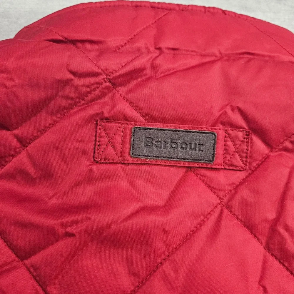 Barbour Finn Gilet Mens Red Quilted Vest Diamond Stitch Tartan Lining Size Large